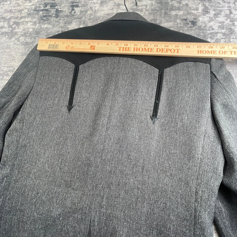 Circle S Mens 40R Vtg Western Blazer Gray Black Contrast Yoke Sport Coat Cowboy